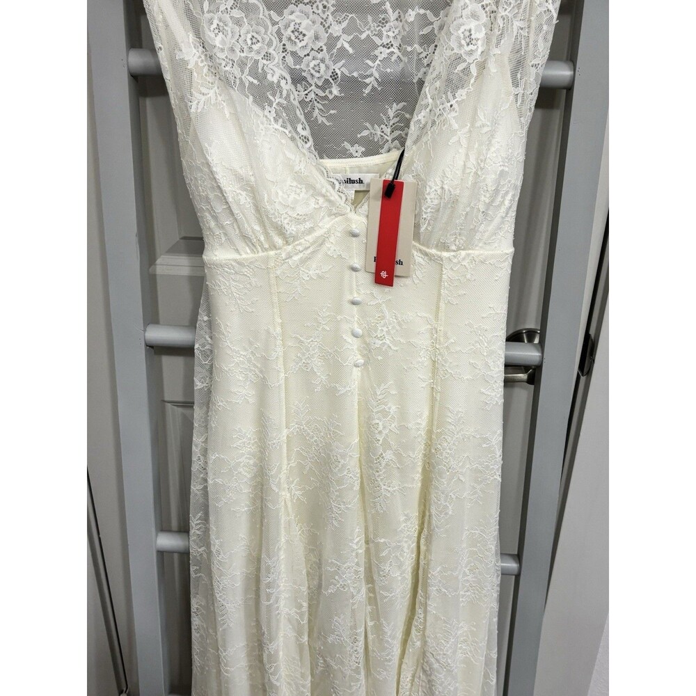 Shapewear Boho Floral Lace Front Slit Maxi Dress - Picture 3 of 7